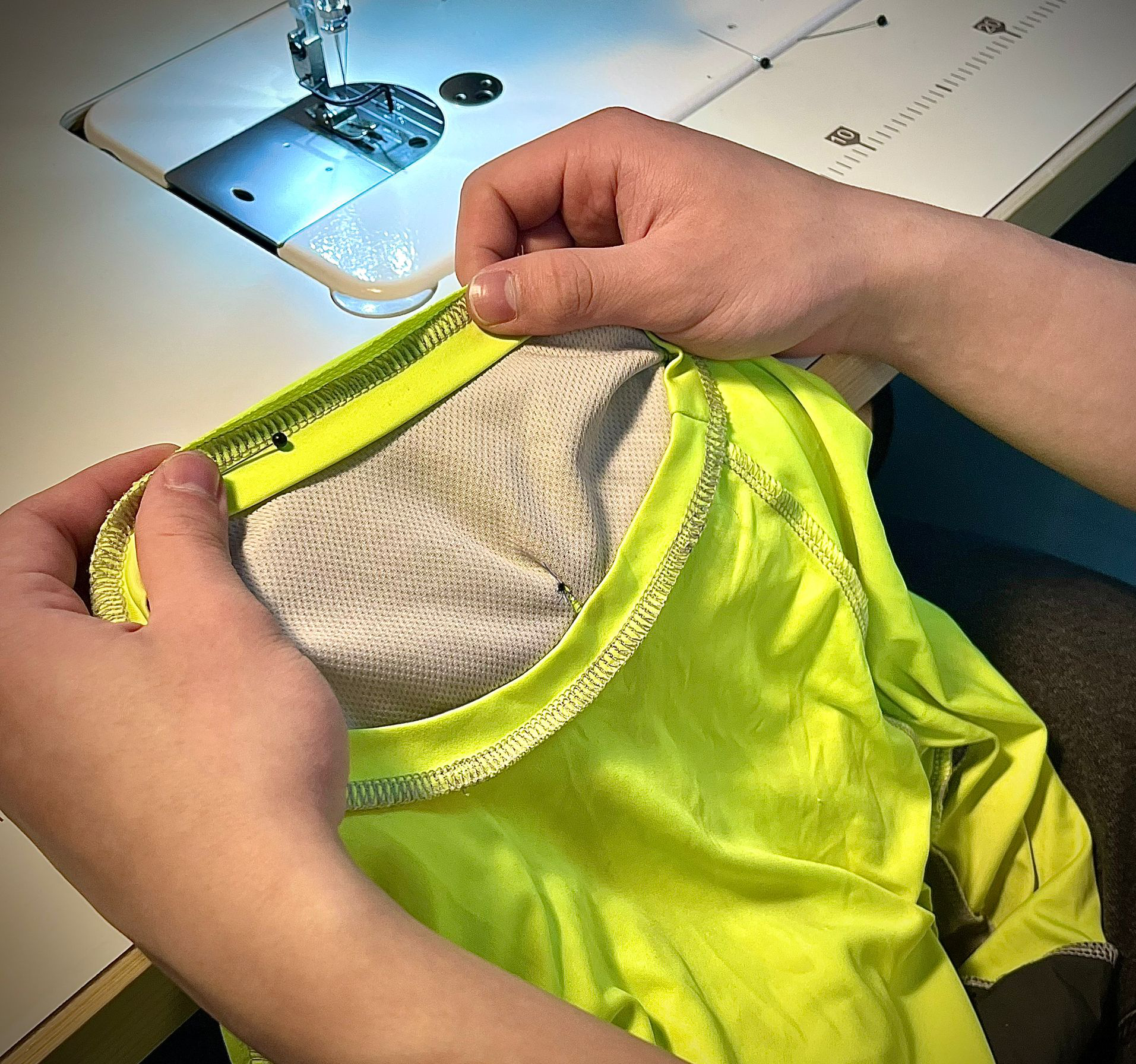 TMS.SITE Sustainability page: uniform repairs on TMS.SITE garments ensure sustainability and social responsibility